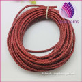 dark red color real leather cord 3.0mm braided cord for bracelet